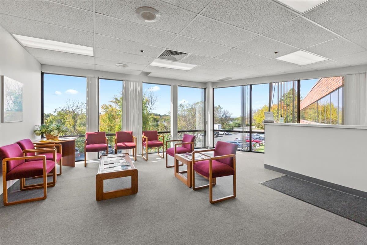 The bright, comfortable waiting room at Dr. He's Primary Care